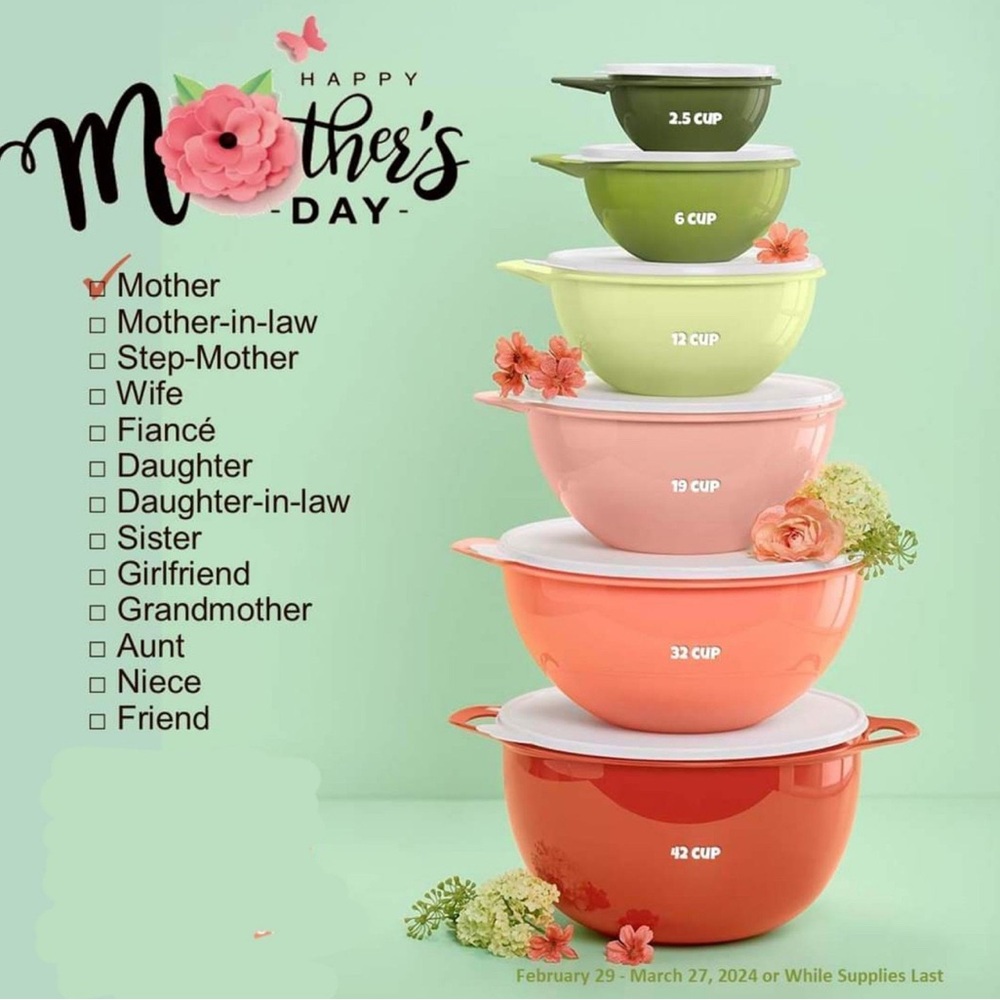 Tupperware Multicolor Mixing Bowl Set